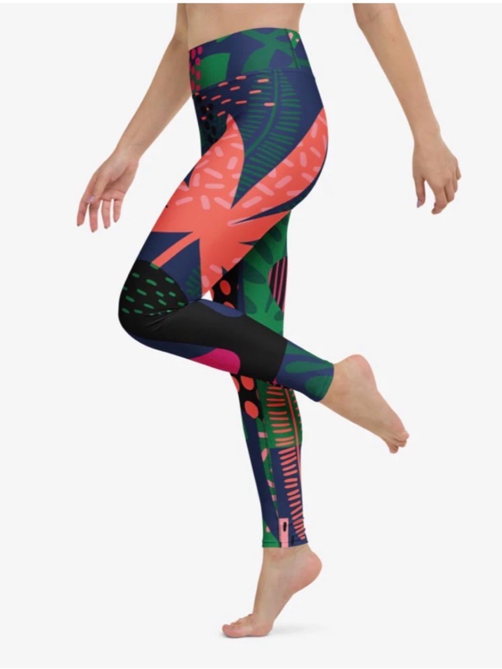 Vibrant Tropical Print High-Waist Leggings